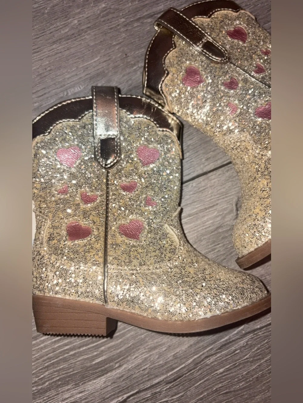 Cat & Jack Toddler Girls Size 5 Gold Dallas Cowboy Boots New W Tags Glitter